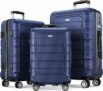 SHOWKOO Luggage Sets Expandable PC+ABS Durable Suitcase Double Wheels TSA Lock Blue